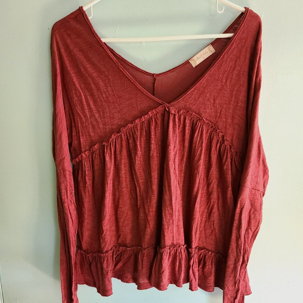 Altar'd State Long Sleeve Blouse Burnt Orange